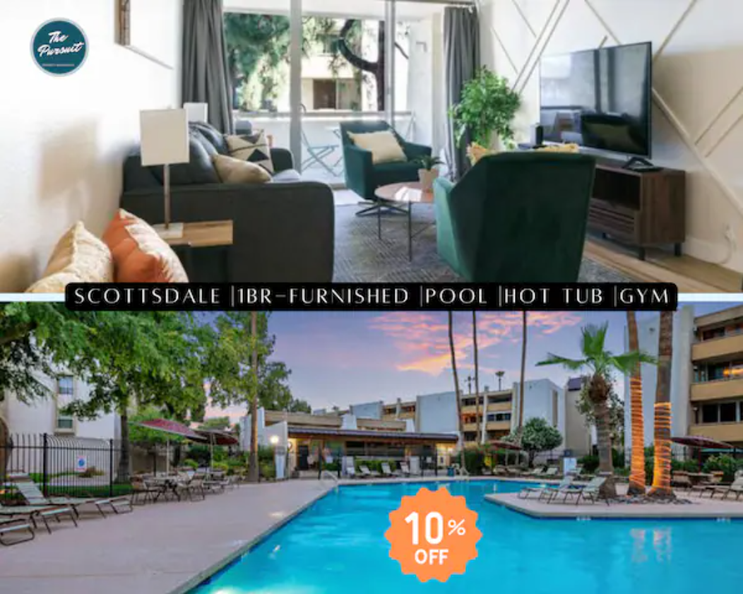 Scottsdale |1BR-Furnished |Pool |Hot Tub |Gym