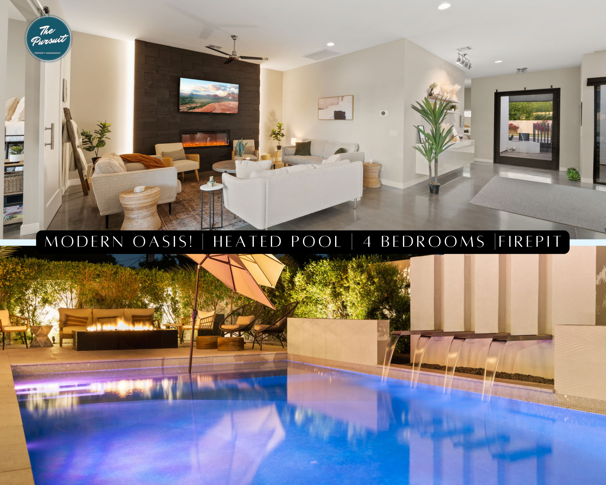 Phx Oasis| Heated Pool |Firepit| Modern Style!